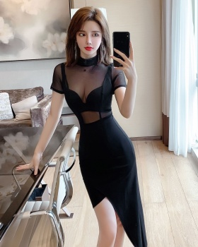 Gauze sexy fashion perspective pageant dress for women