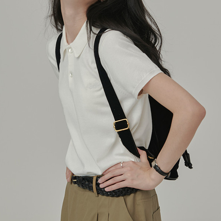Summer Casual retro T-shirt lapel short sleeve tops for women