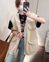 Loose sleeveless vest knitted cardigan for women