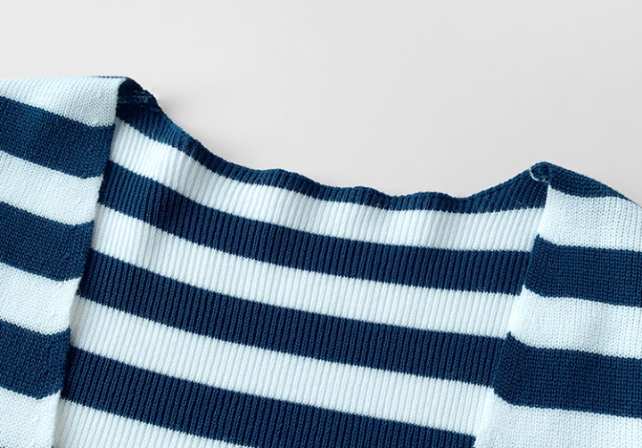 Ice silk short cardigan stripe autumn vest a set