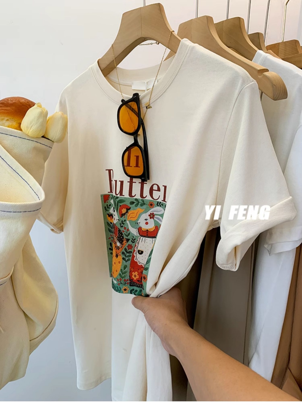 Short sleeve summer tops pure cotton T-shirt for women
