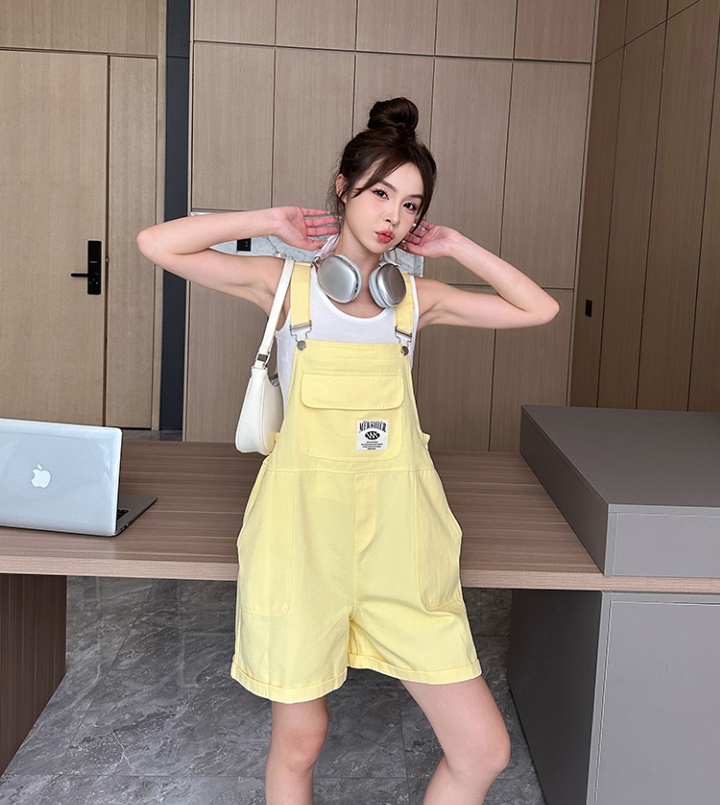 Wide leg summer work clothing yellow conjoined shorts