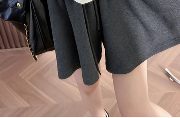 Summer modal wide leg pants two-sided rib black skirt