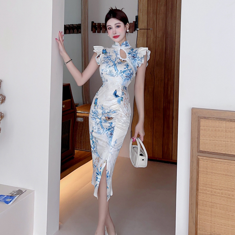 Maiden long cheongsam colors package hip dress for women