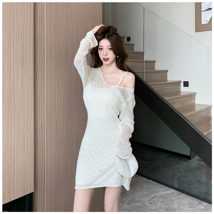 Hollow pinched waist summer dress 2pcs set for women