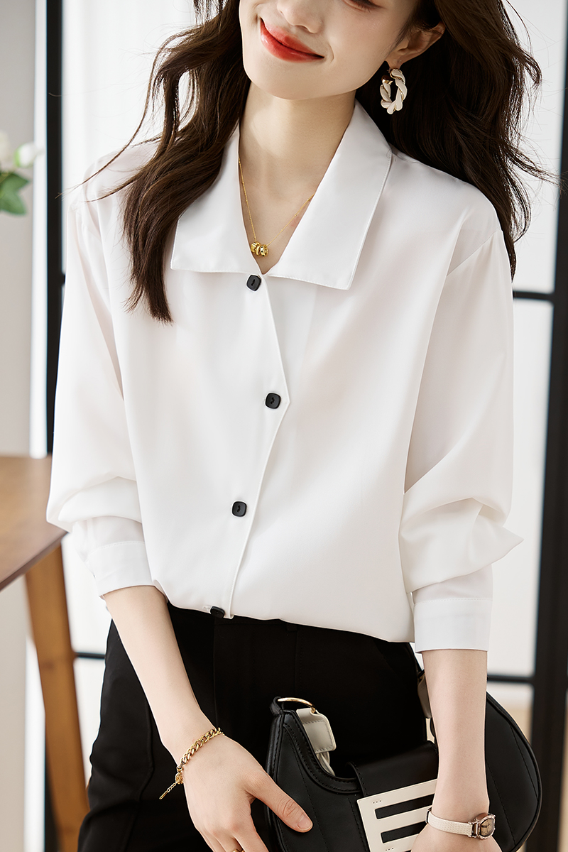 Temperament spring and autumn shirt white tops for women