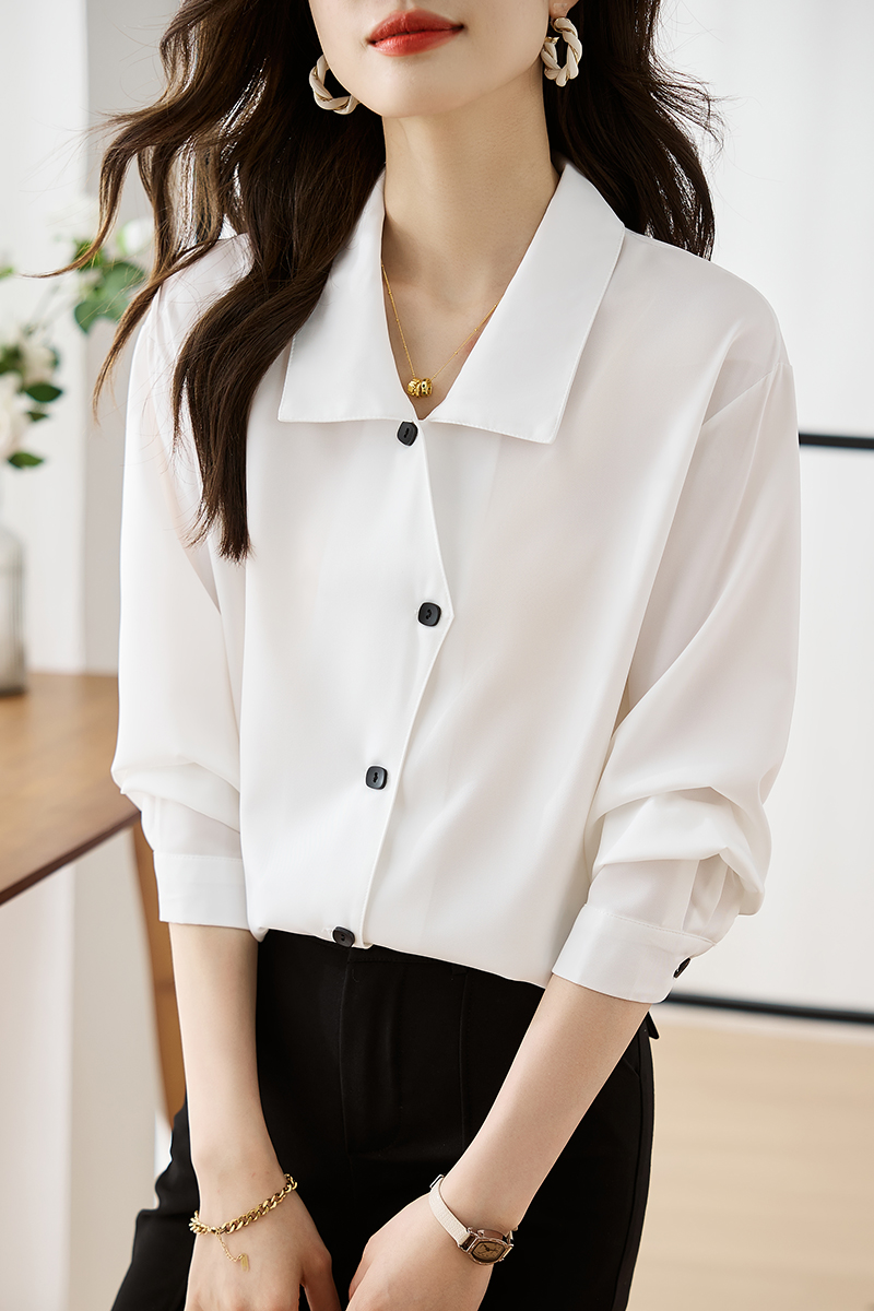 Temperament spring and autumn shirt white tops for women