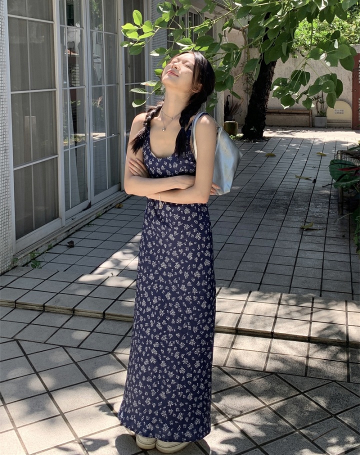 Summer floral dress slim Korean style long dress