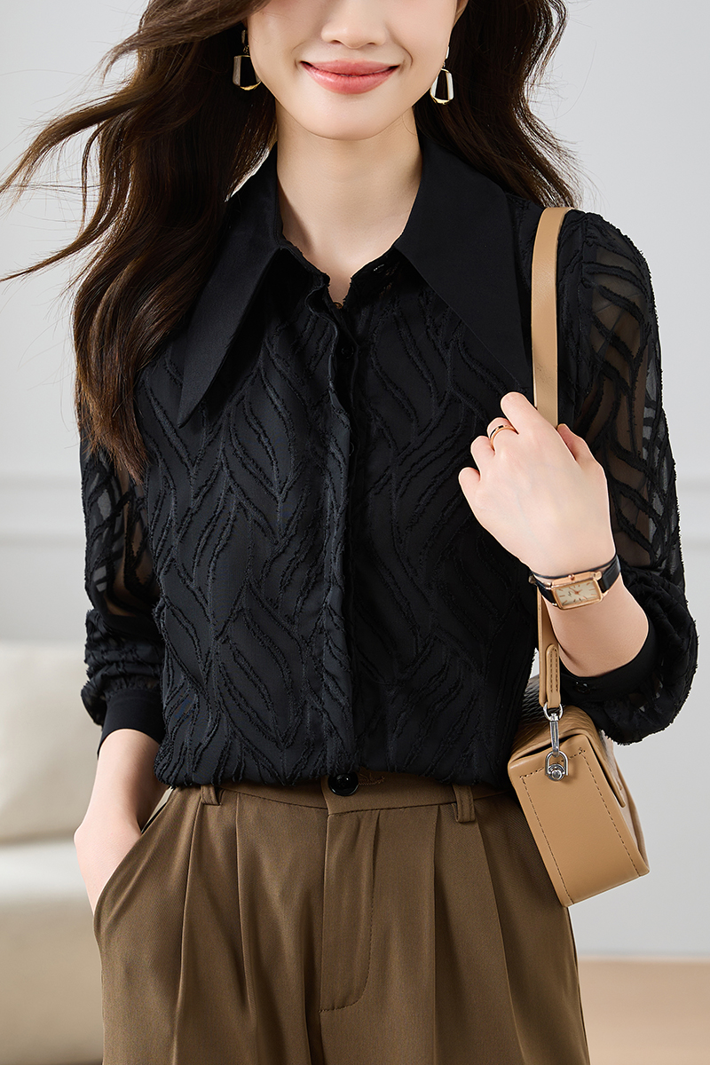 Black long sleeve tops niche shirt for women