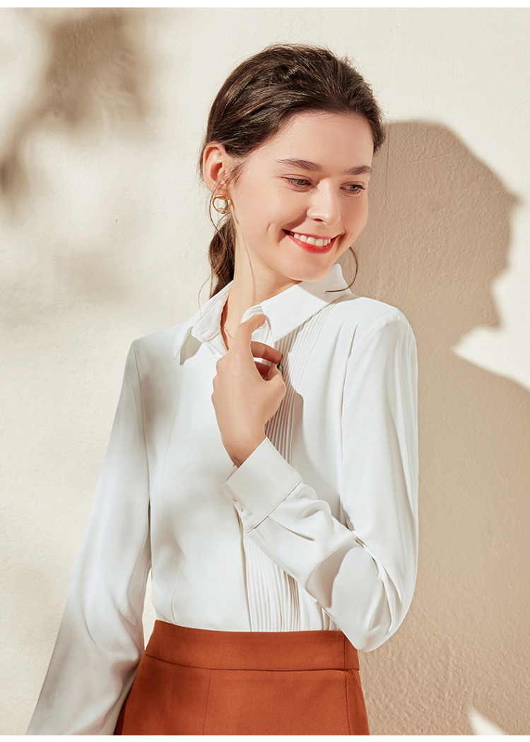 Long sleeve France style shirt white niche tops for women