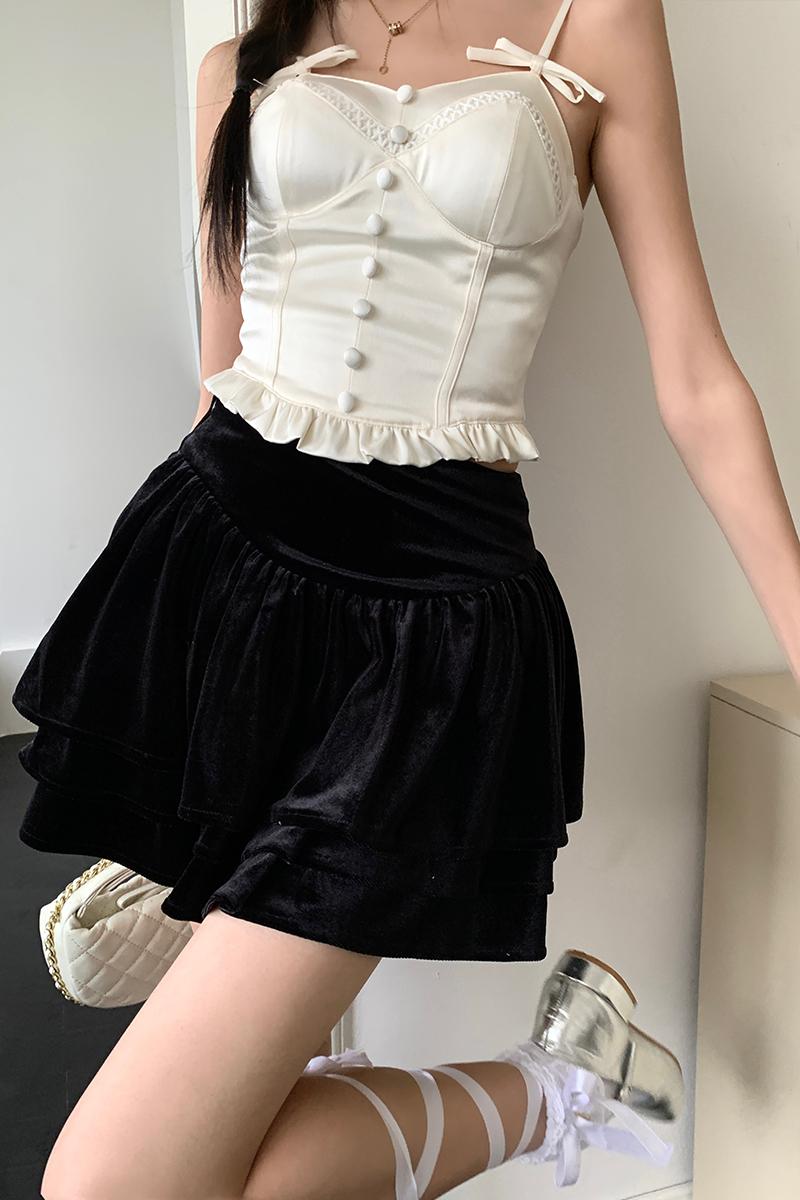 College style velvet uniform summer skirt for women