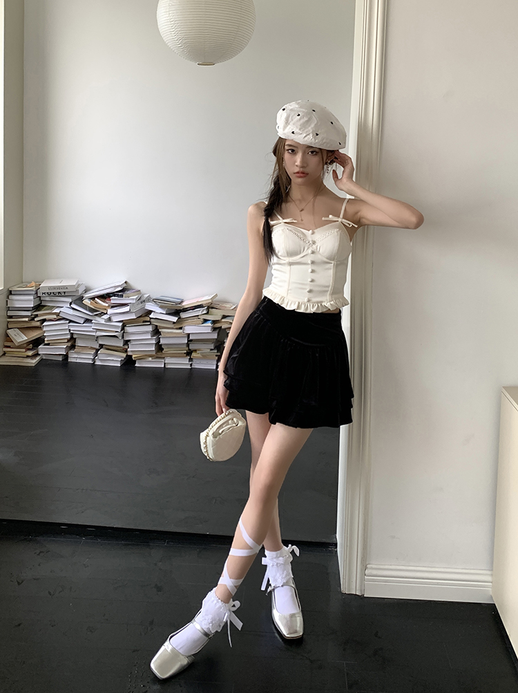 College style velvet uniform summer skirt for women