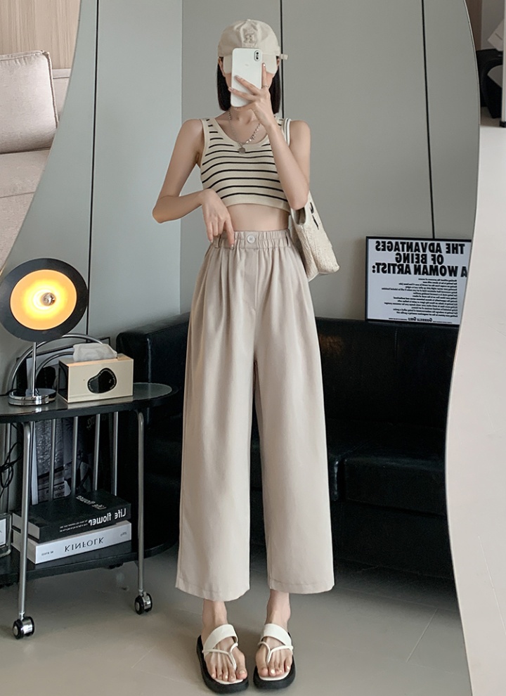 Cotton linen wide leg pants casual pants for women