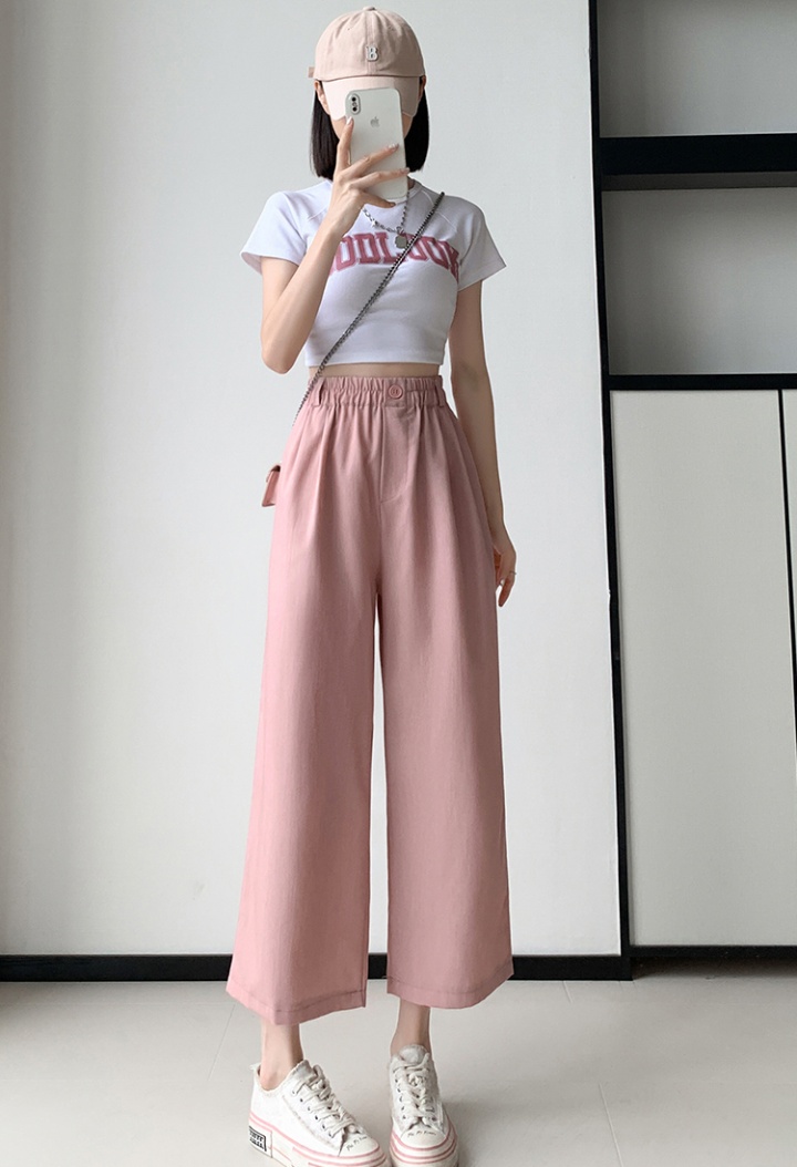 Cotton linen wide leg pants casual pants for women