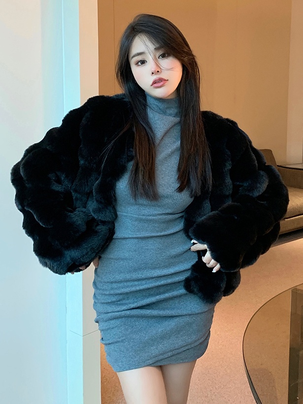 Faux fur coat Korean style overcoat for women