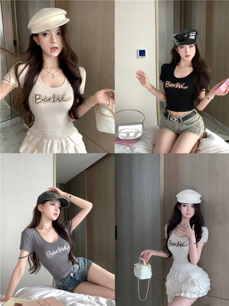 Letters short tops printing spicegirl T-shirt for women