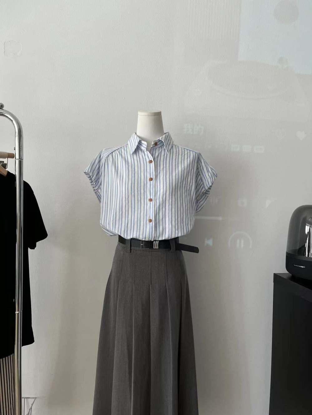 Korean style pleated skirt summer shirt 2pcs set