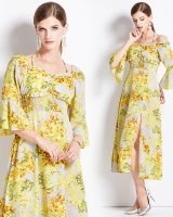 Fashion patterns yellow European style dress