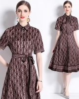 Short sleeve fashion cardigan printing all-match dress