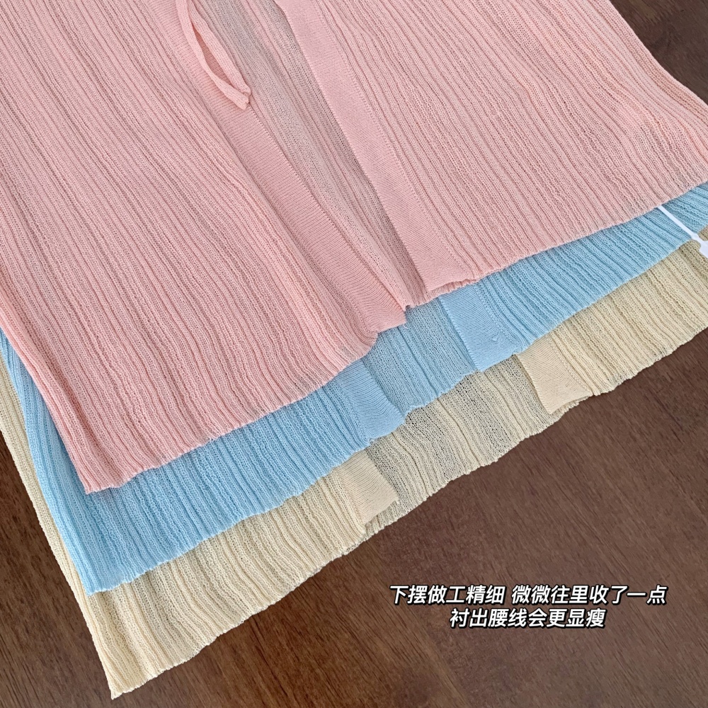 Bandage summer cardigan long sleeve flax tops for women