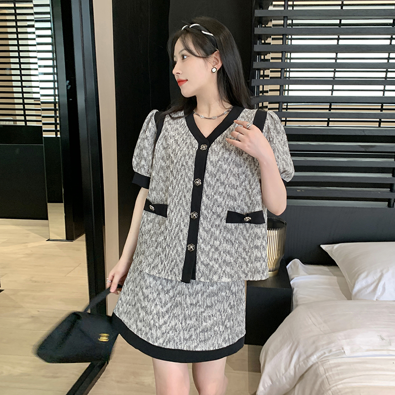 Slim fashion and elegant Korean style fat dress a set