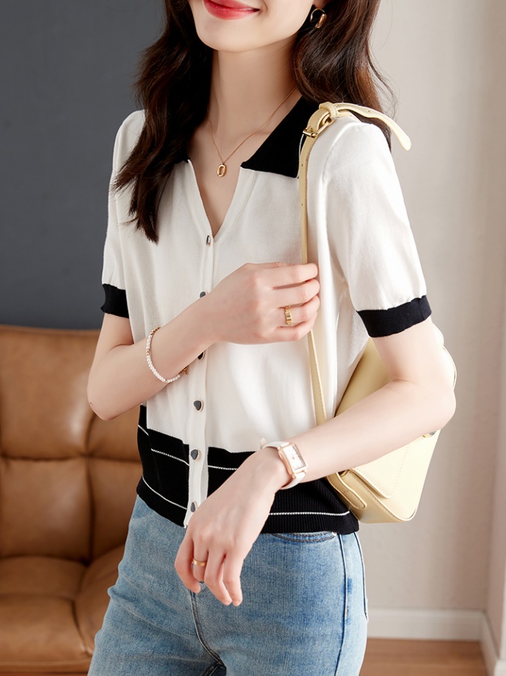 Thin France style sweater doll collar T-shirt for women