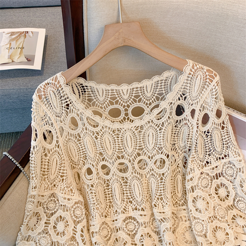 Large yard embroidery shawl lace sun shirt for women