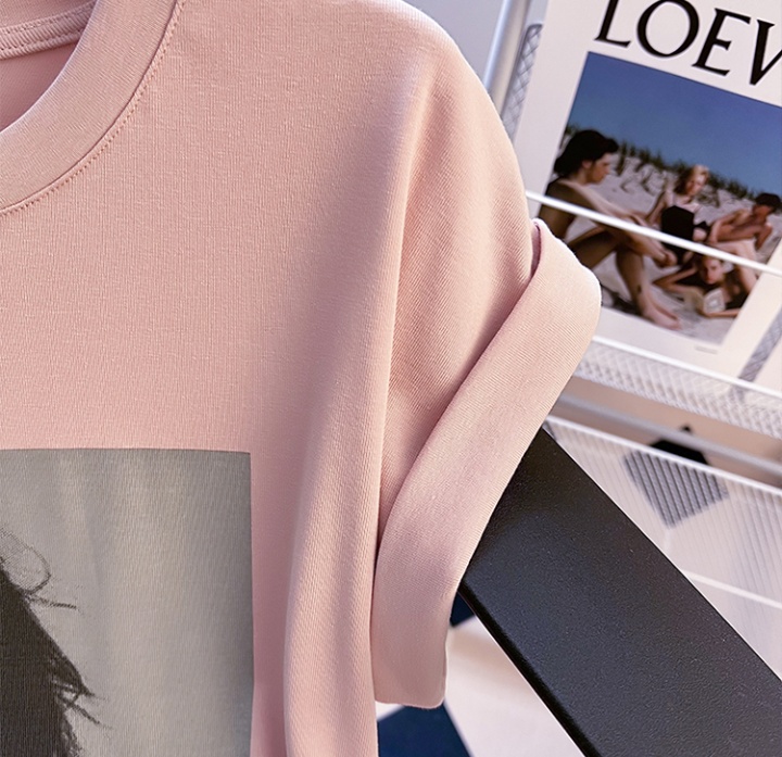 Folds fashion tops slim simple T-shirt for women
