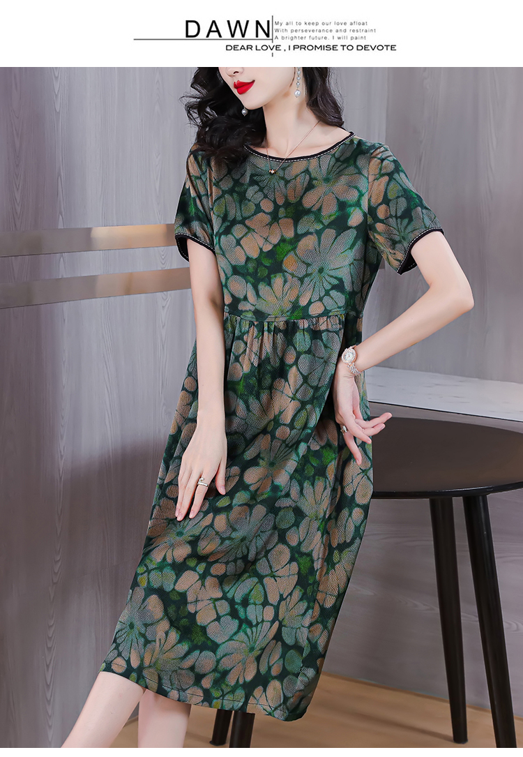 Real silk loose Cover belly silk summer dress