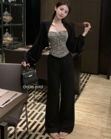 Wrapped chest suit pants cardigan a set for women