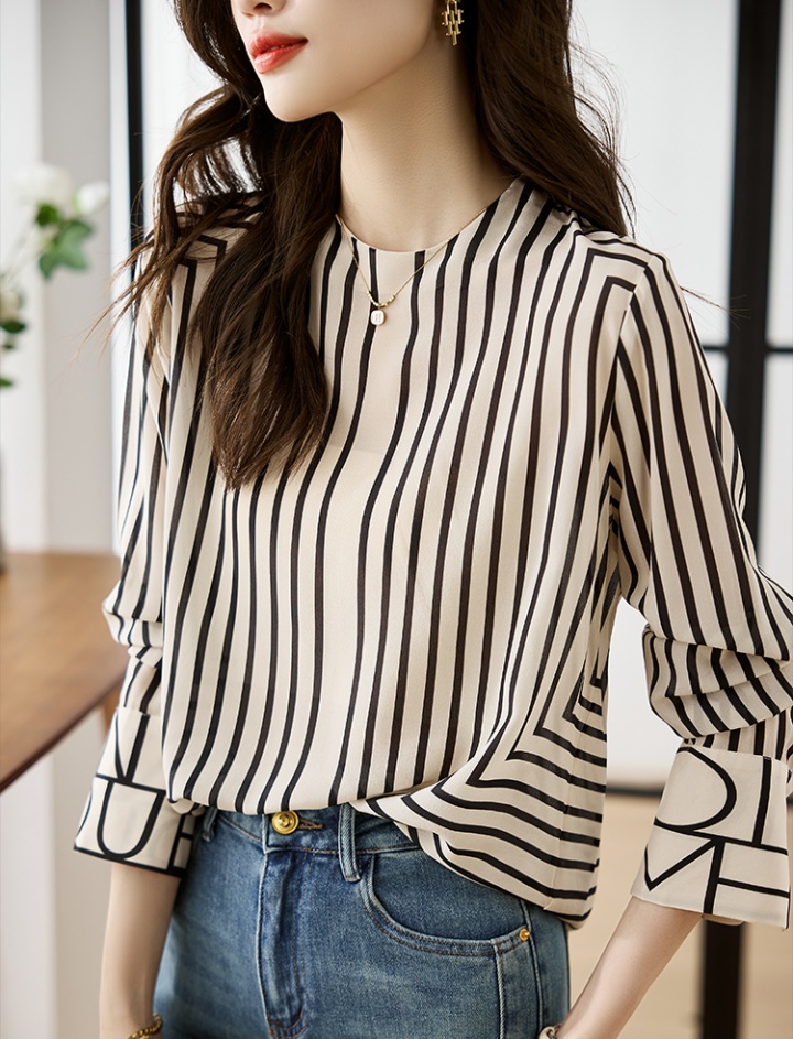 Silk autumn tops France style shirt for women