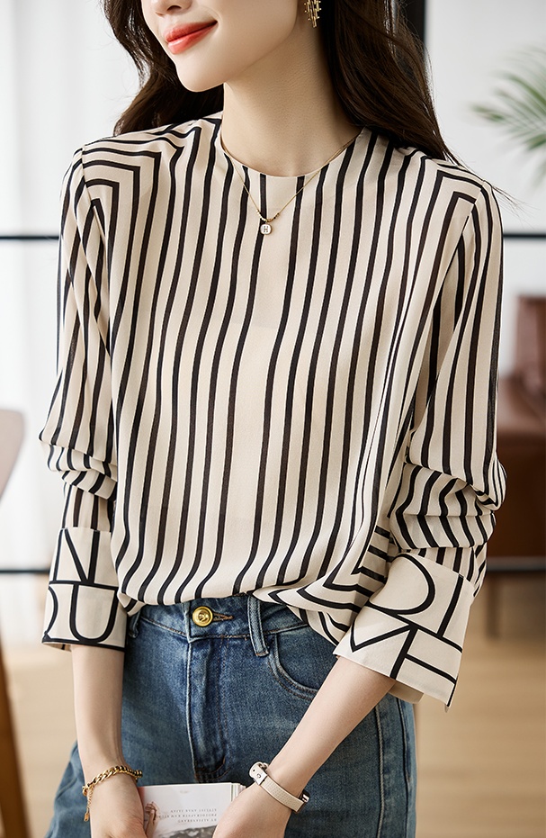 Silk autumn tops France style shirt for women