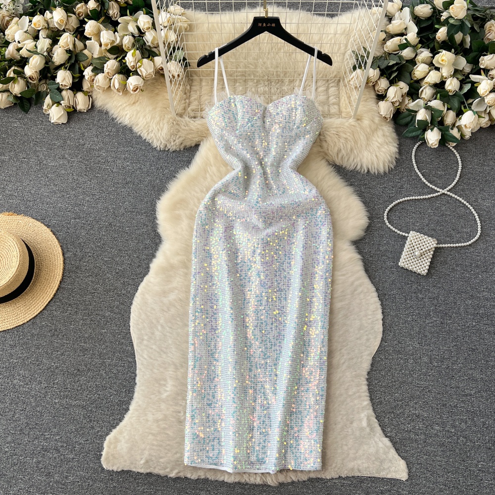 Slim summer long dress glitter dress for women