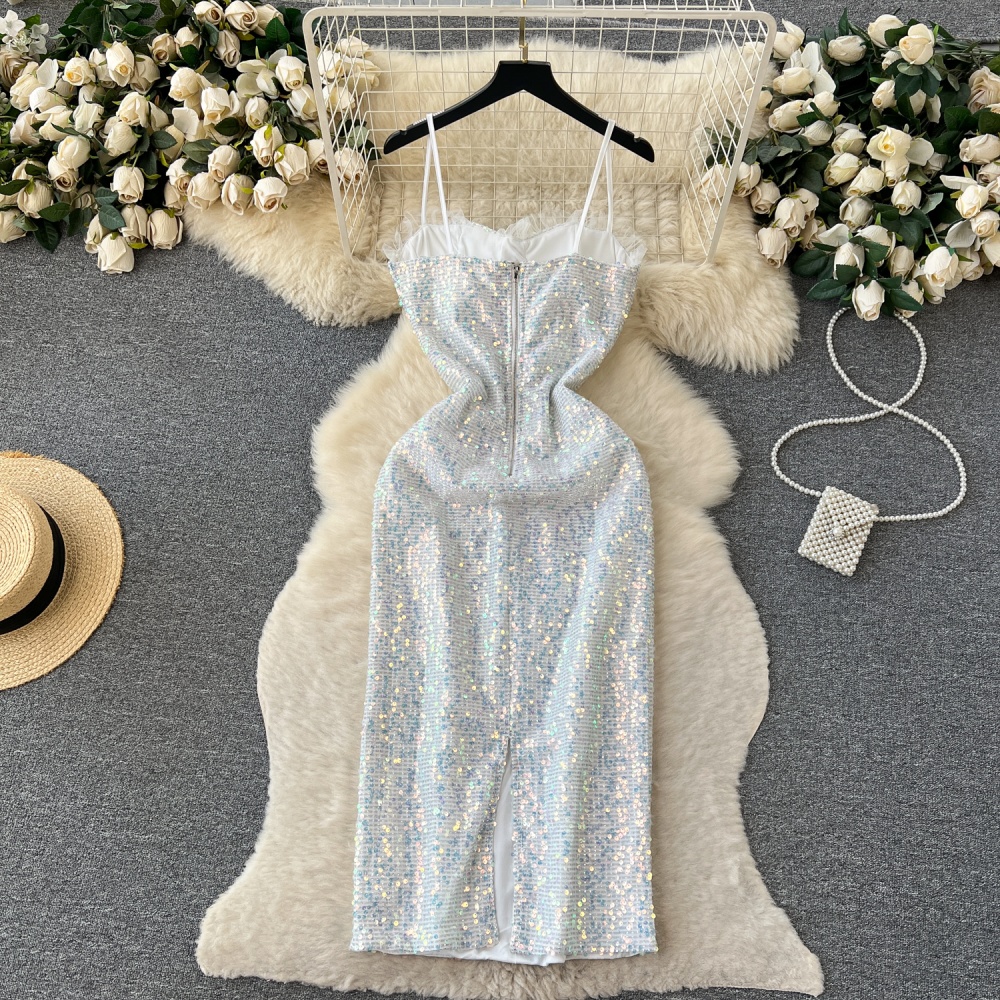Slim summer long dress glitter dress for women
