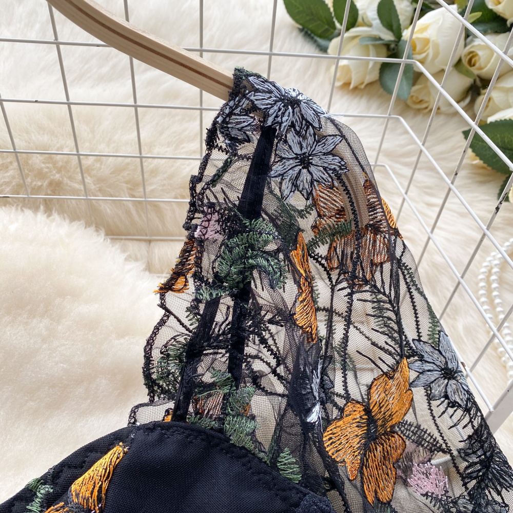 Embroidery summer vest gauze navel tops for women