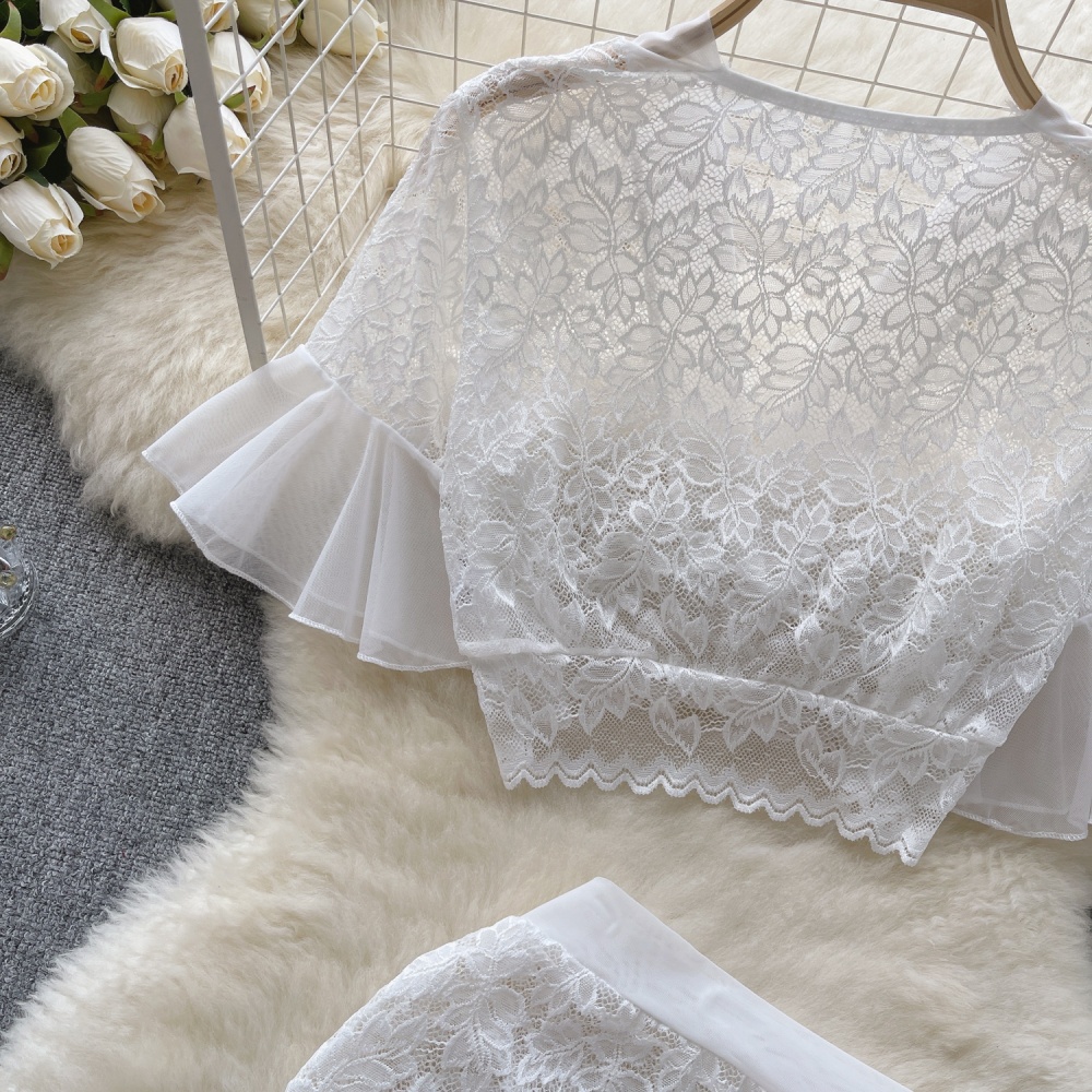 Lace skirt France style tops a set for women