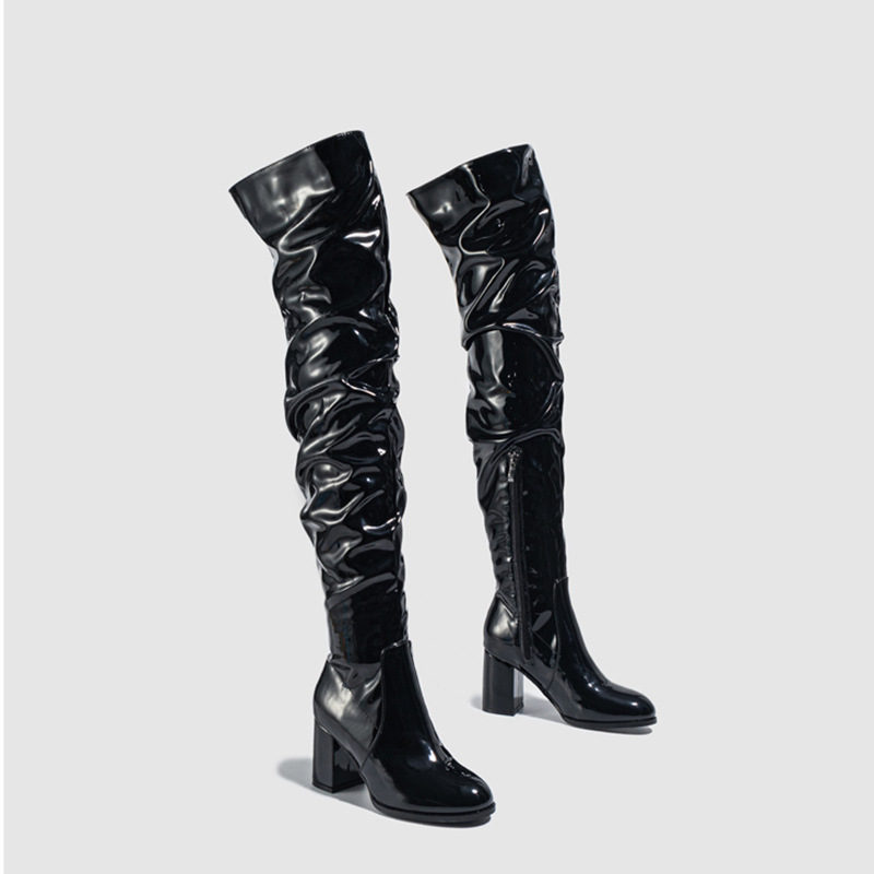 Autumn mirror women's boots high-heeled thigh boots