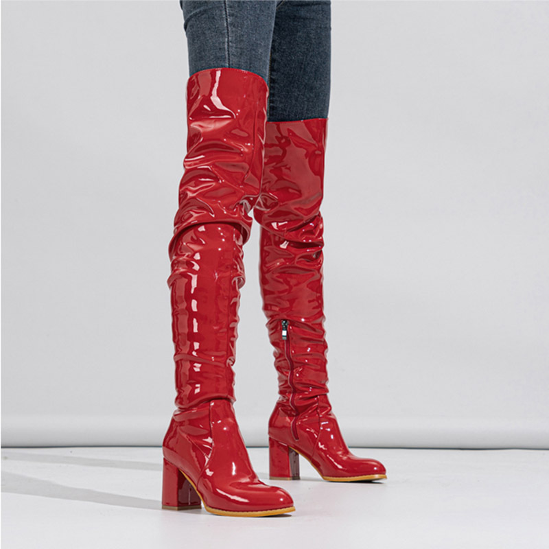 Autumn mirror women's boots high-heeled thigh boots