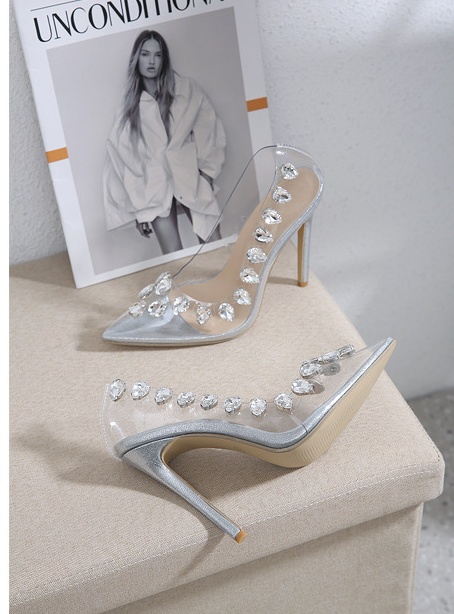 Fine-root pointed shoes rhinestone wedding shoes for women