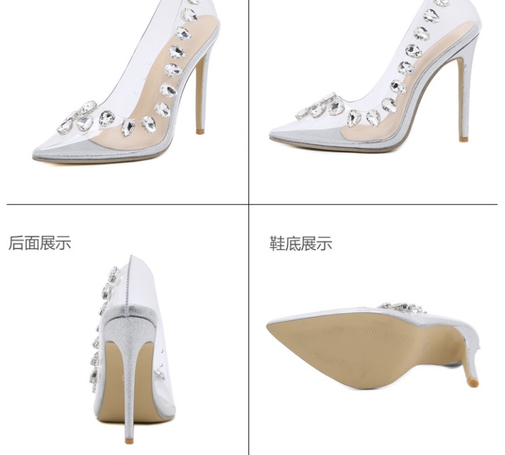 Fine-root pointed shoes rhinestone wedding shoes for women