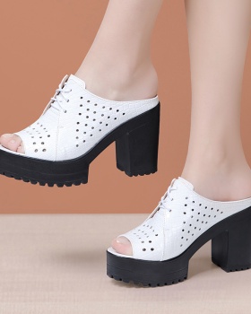 Large yard fish mouth fashion slippers high-heeled hollow shoes