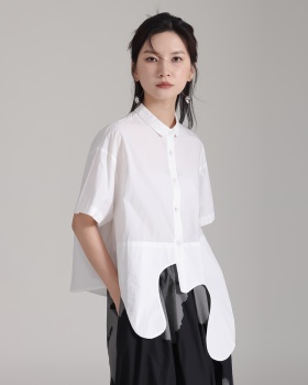 Arc loose white slim niche wide hem shirt for women