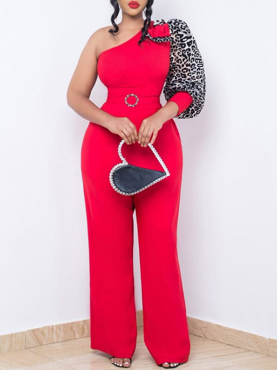 Large yard temperament with belt sexy jumpsuit for women