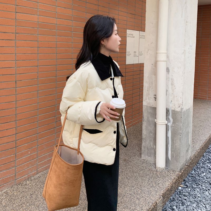 Down Korean style winter loose cotton coat for women