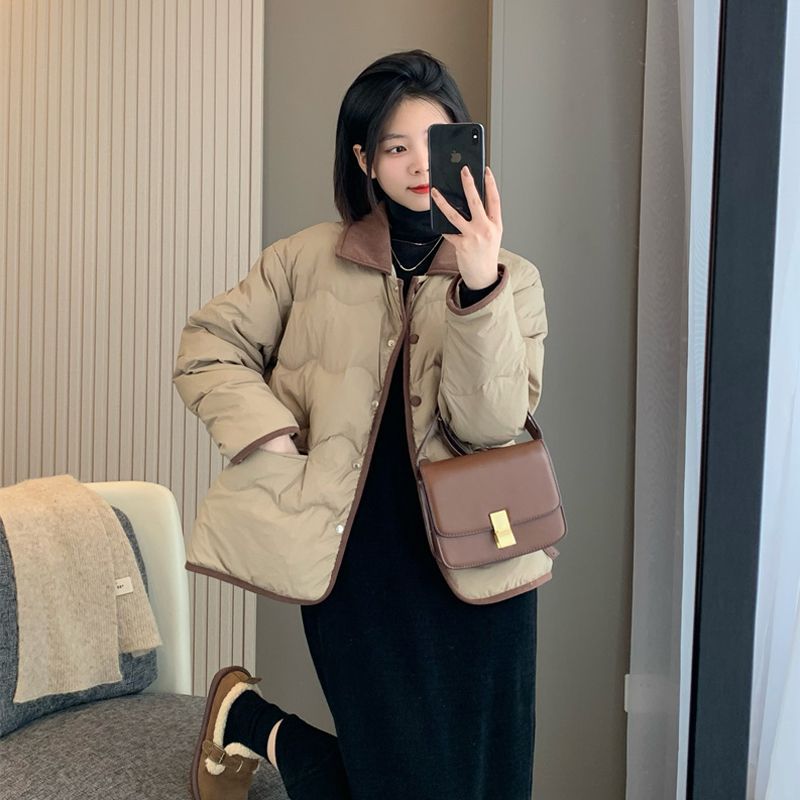 Down Korean style winter loose cotton coat for women