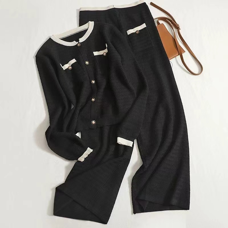 Knitted long pants sweater 2pcs set for women