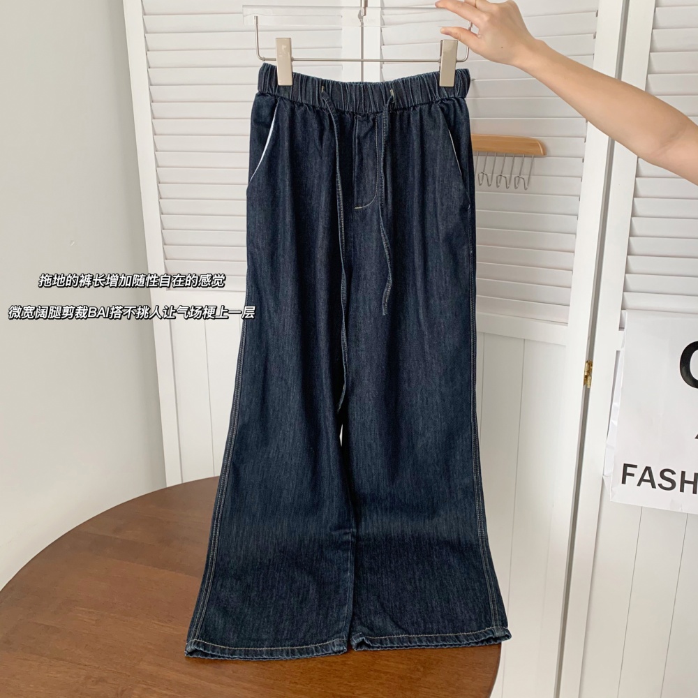 Wide leg summer thin jeans high waist mopping long pants