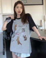 Loose summer slim printing kitty T-shirt for women