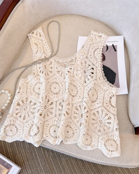 Simple hollow sweater crochet tops for women