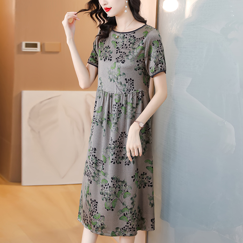 Cover belly real silk silk summer loose dress